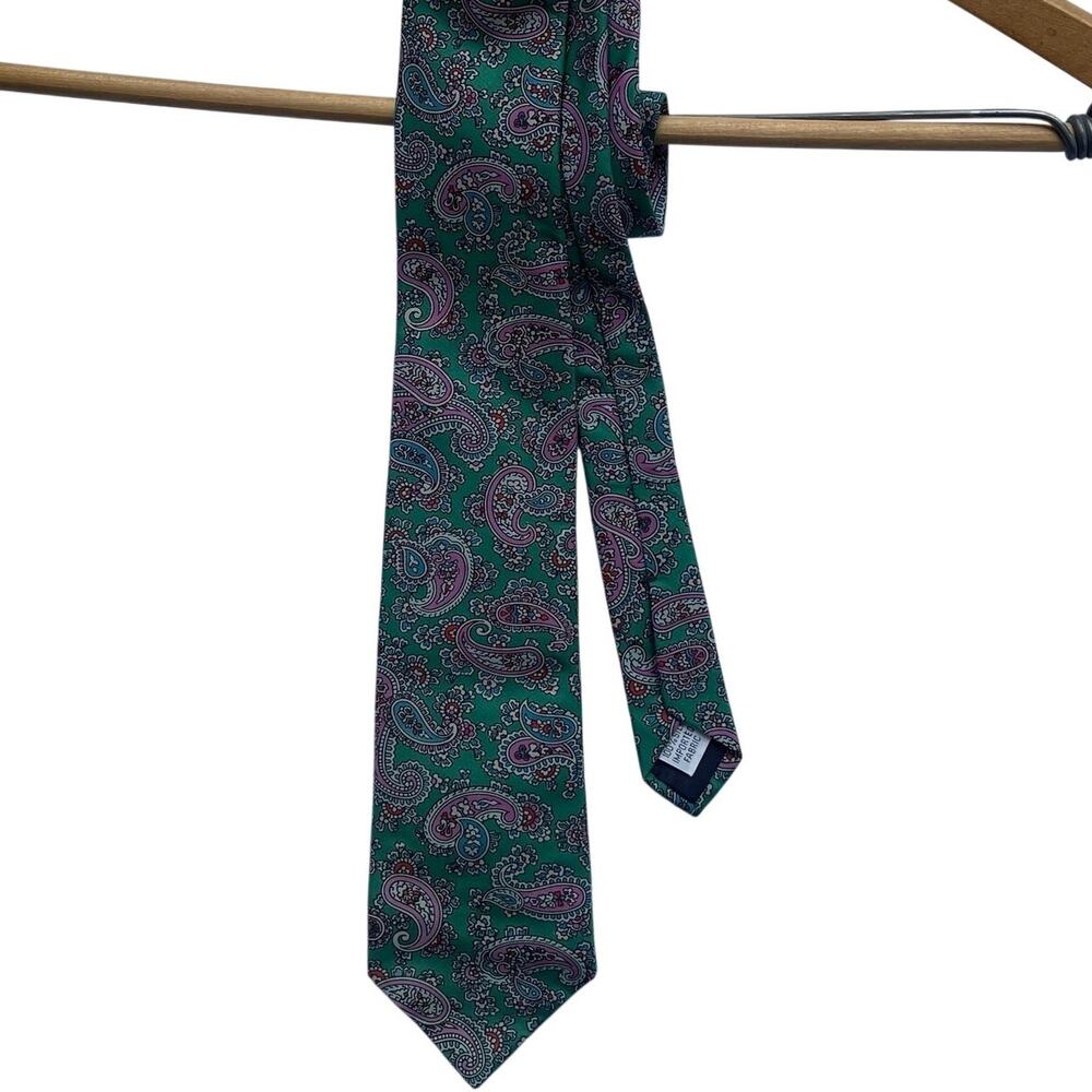 GANT 100% Silk Paisley Tie Green Pink Blue Classic Men's Business Wedding